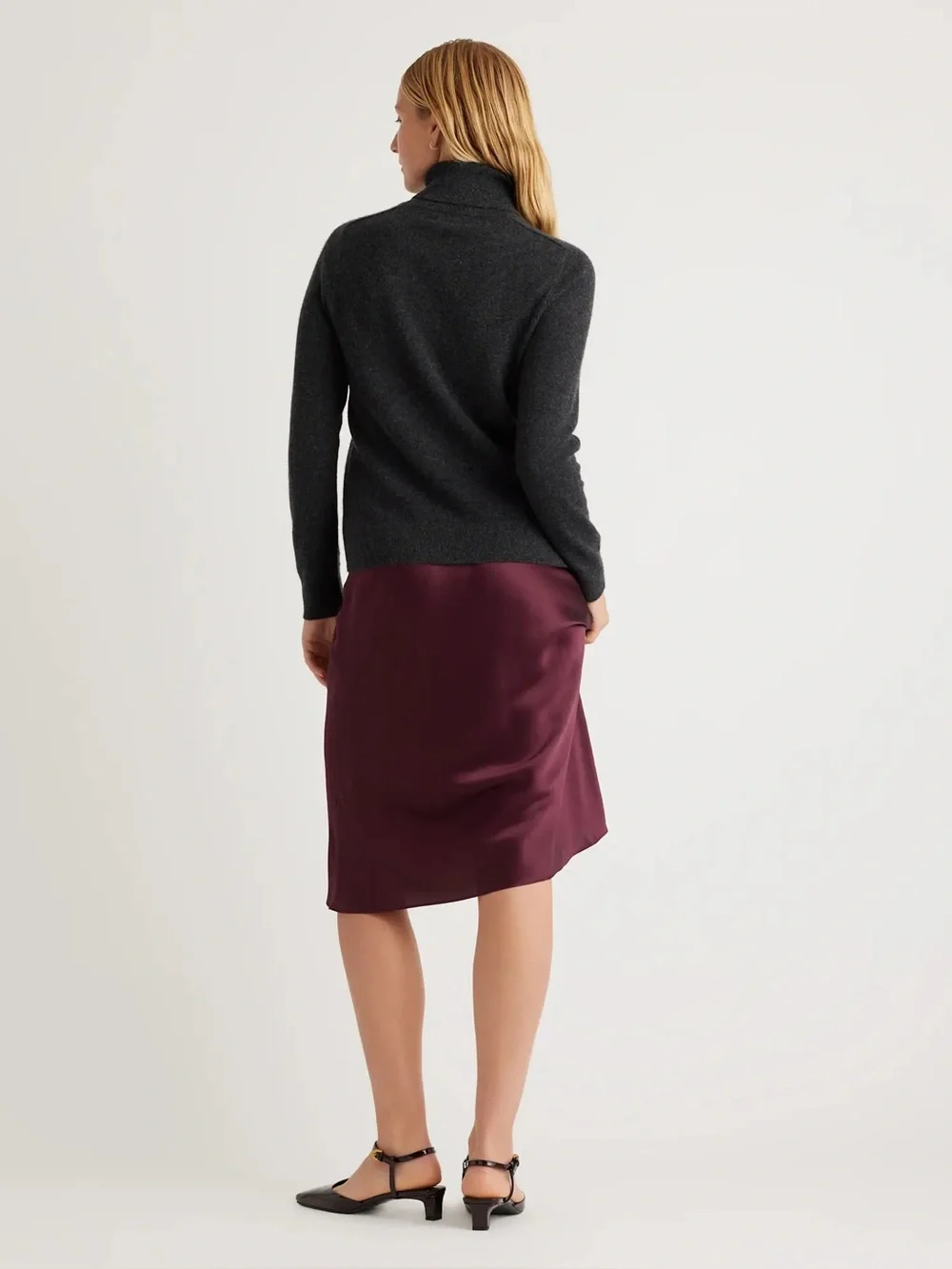 Quince Burgundy/Wine Tasting Washable Silk Midi Skirt Preppy Classic Size 2X
